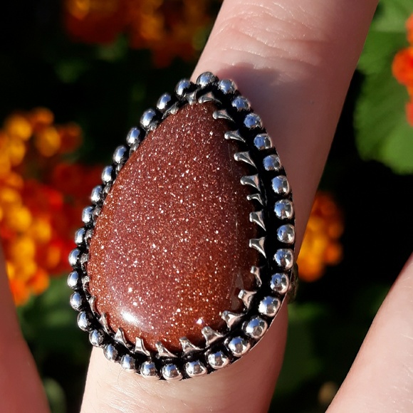 New Goldstone/Sunsitara Silver Ring. Size 7.25 - Picture 1 of 8